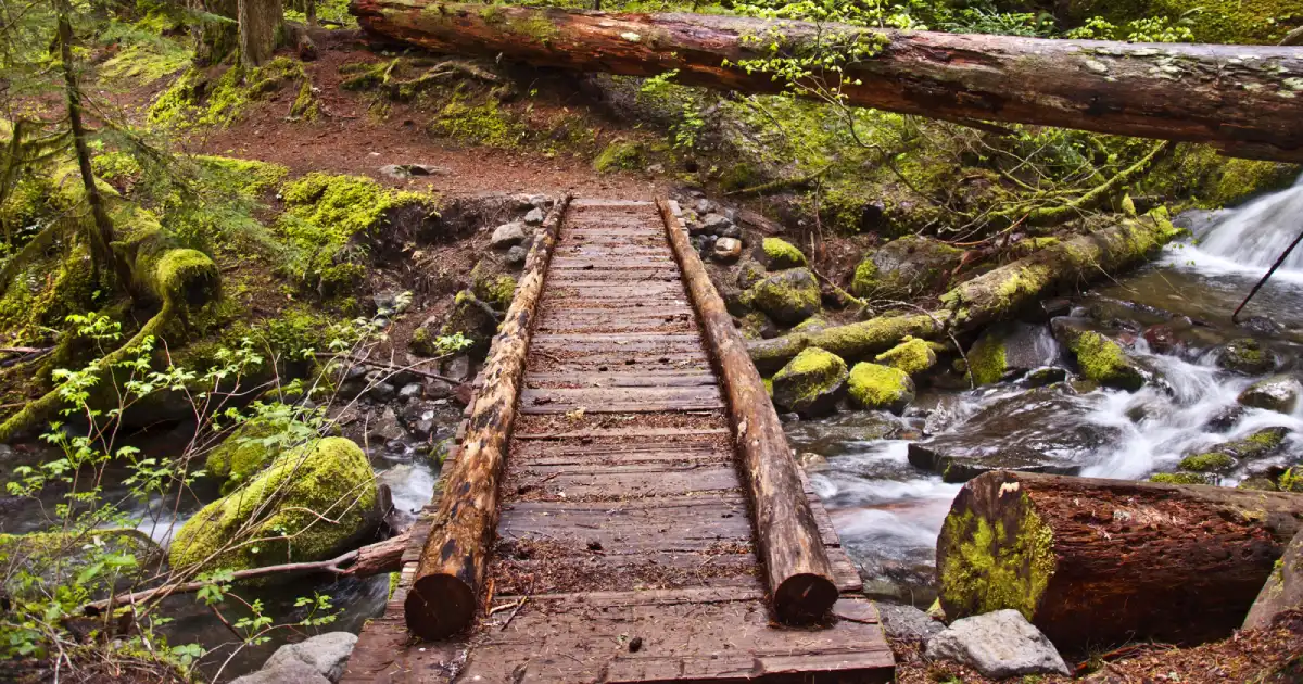 hiking trail over river
