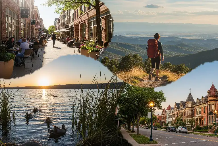 Collage of Belmar Park shopping district, Green Mountain trails, Kendrick Lake sunset, Dakota Ridge views, and historic homes in Lakewood Colorado neighborhoods