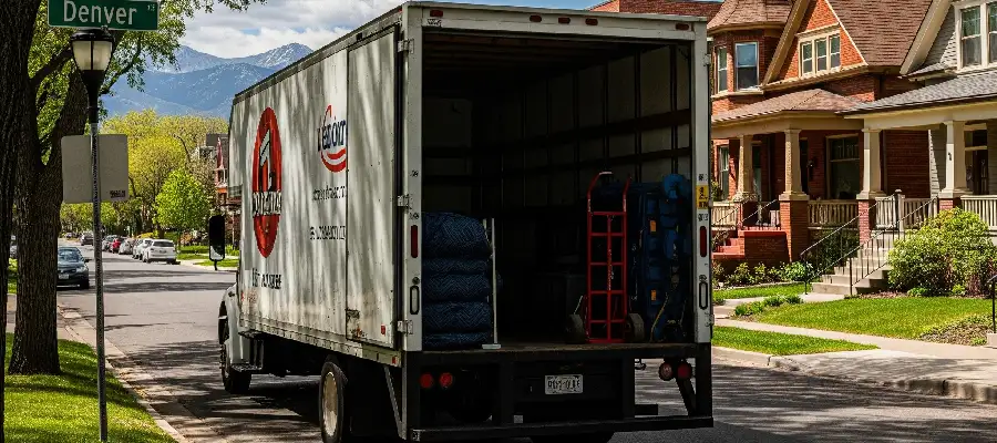 cost of moving in Denver 2025 moving truck in residential neighborhood